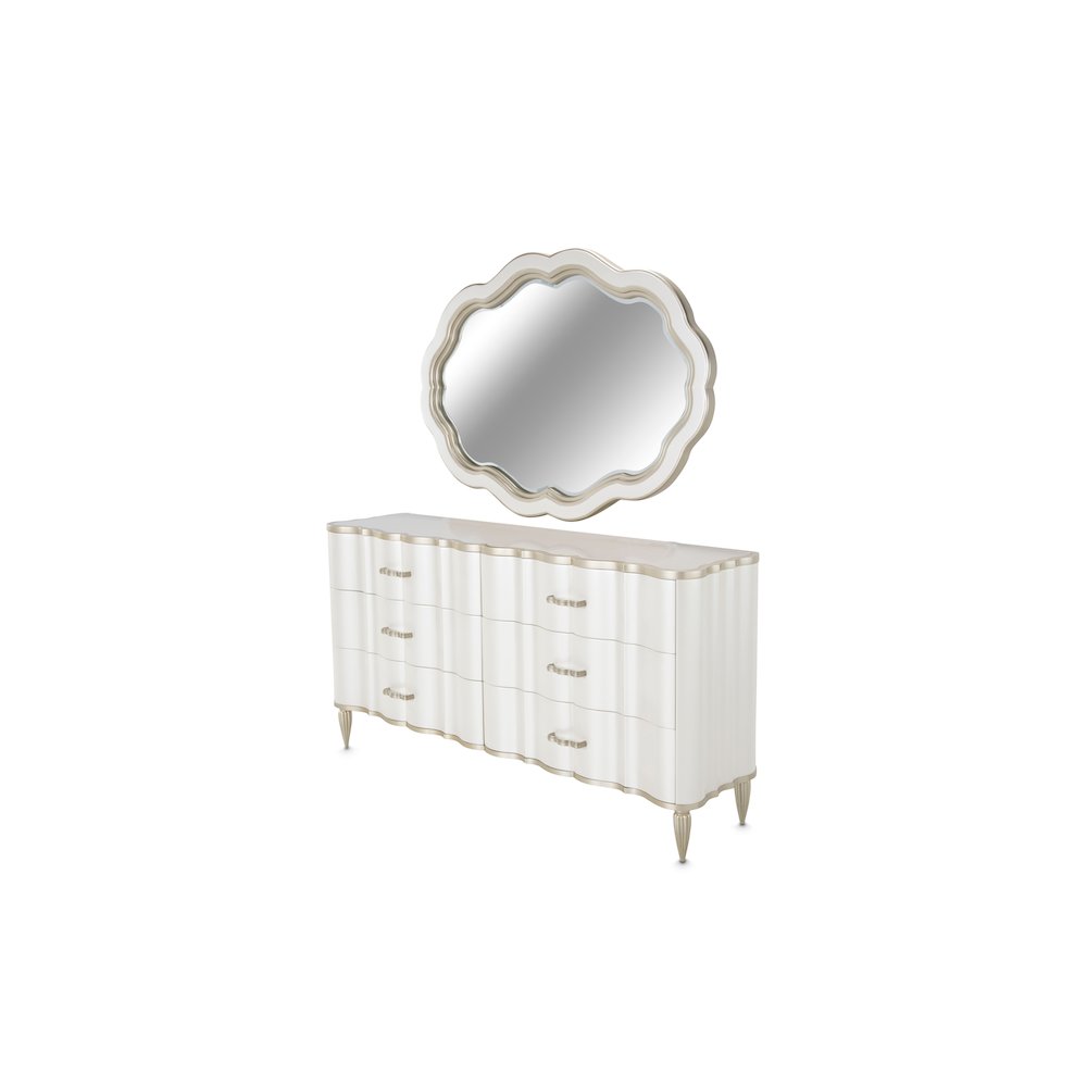 London Place Dresser with Mirror - Creamy Pearl
