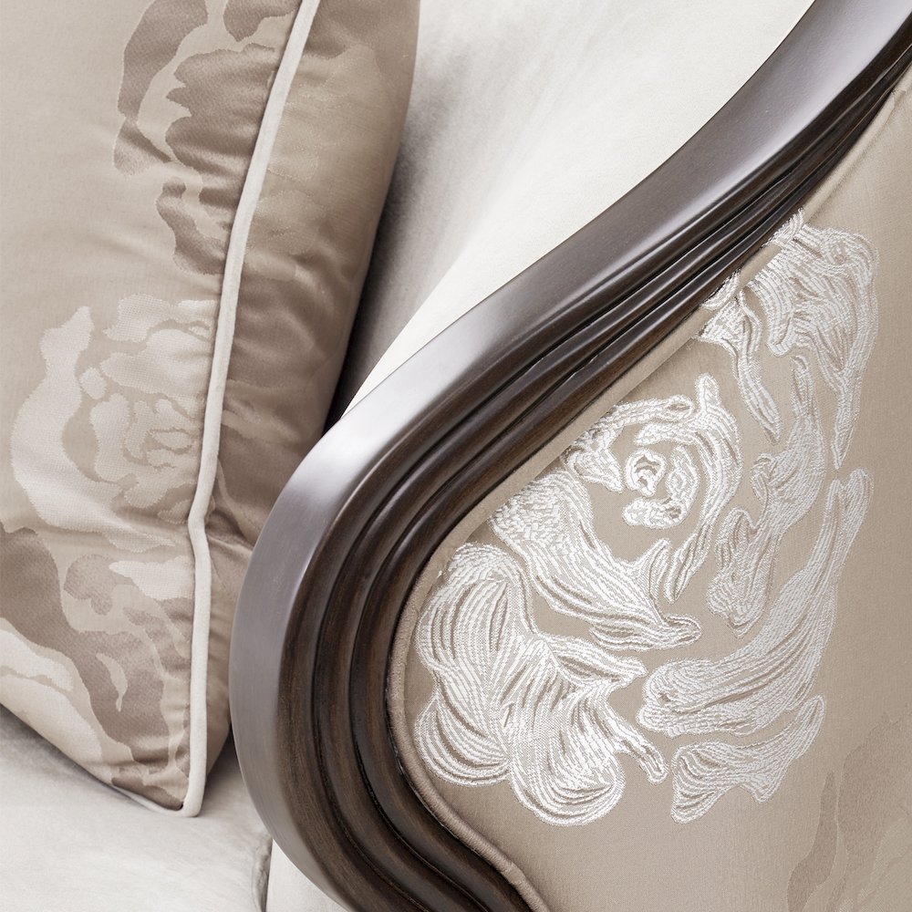 Camellia Field Velvet Matching Chair - Porcini/Warm Pecan