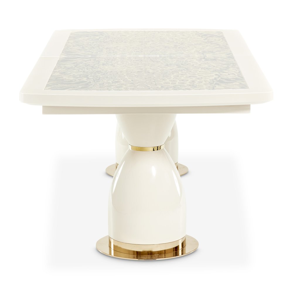 Lisbon Double Pedestal Dining Table - Silken Matte Cream