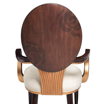 Camellia Field Dining Arm Chair, Set of 2 - Linen/Warm Pecan