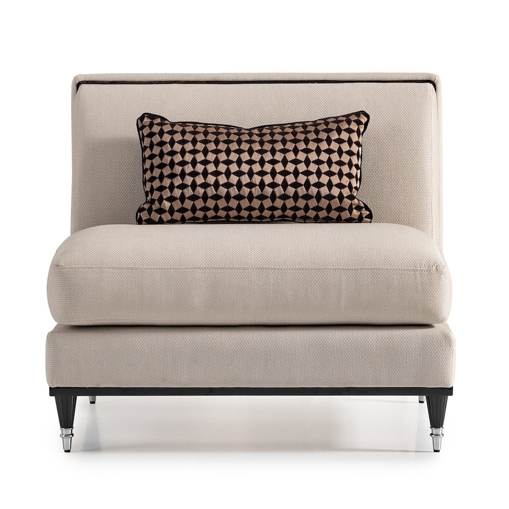 La Francaise Armless Accent Chair - Cafe au Lait/Black