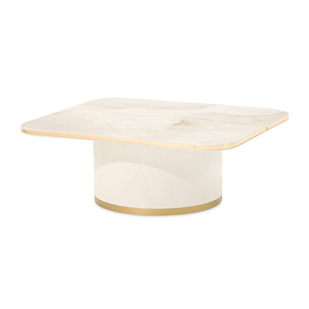 Gineverra Rectangular Cocktail Table - Ivory/Gold