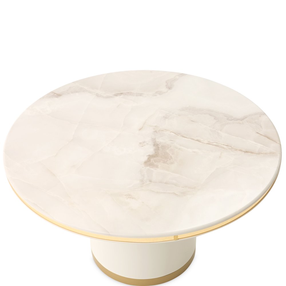 Gineverra Round Cocktail Table - Ivory Gold
