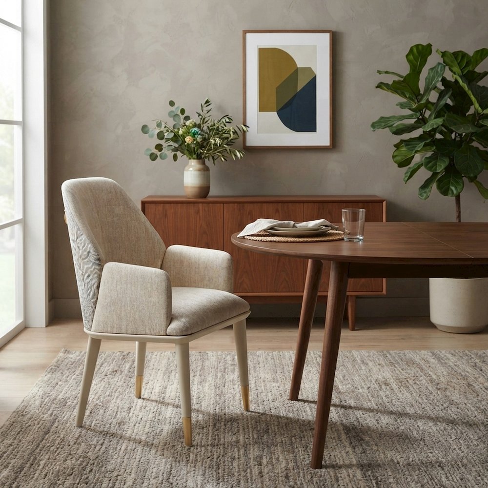 Starlight Canyon Home Dining Chair with Wood Frame, Silken Matte Cream