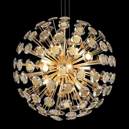 Pendant 18 Light-Round Crystal Chandelier - Gold