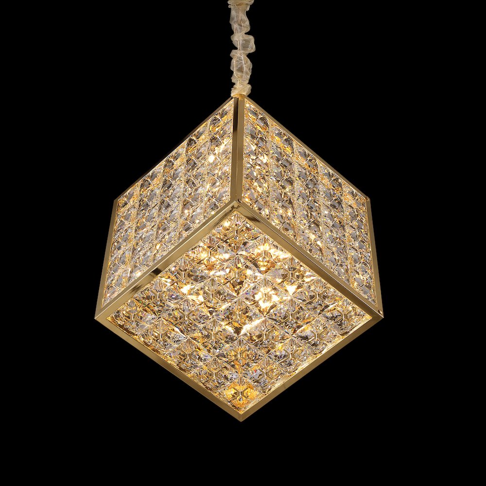 Cubes Modern Crystal Chandelier - Gold