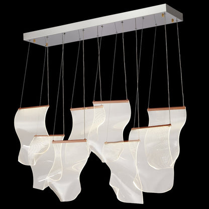 Sheer Waves 8-Light Modern LED Chandelier - Rose Gold