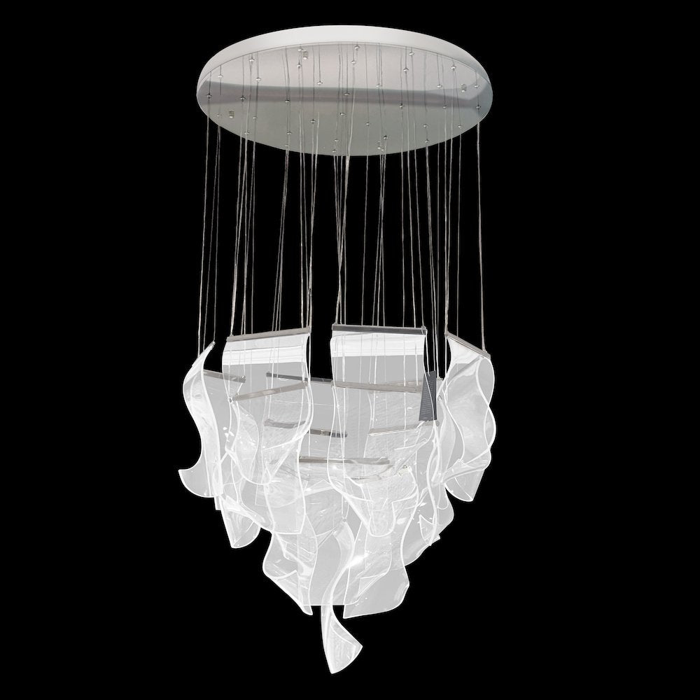 Sheer Waves 18-Light Modern LED Chandelier - Chrome