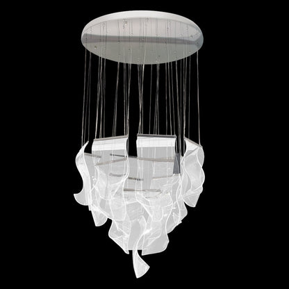 Sheer Waves 18-Light Modern LED Chandelier - Chrome