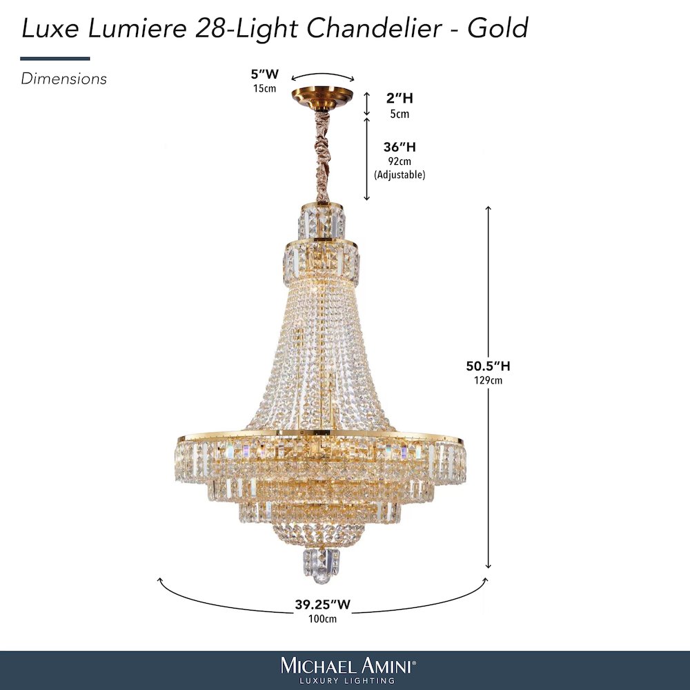 Luxe Lumiere 28-Light Crystal Chandelier - Gold
