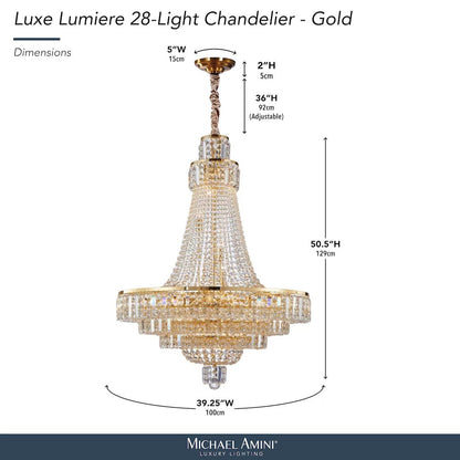 Luxe Lumiere 28-Light Crystal Chandelier - Gold
