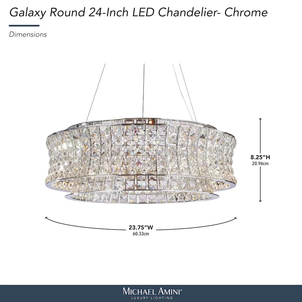 Galaxy 24" Round LED Crystal Chandelier - Chrome