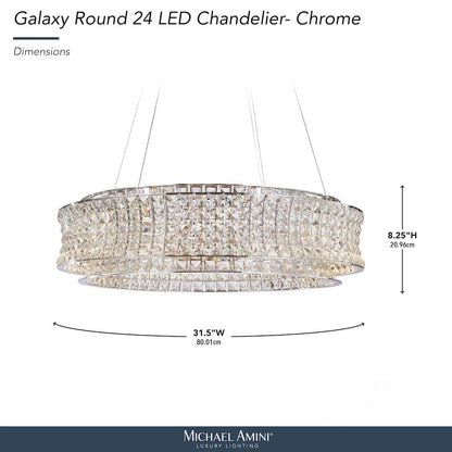 Galaxy 32" Round LED Crystal Chandelier - Chrome