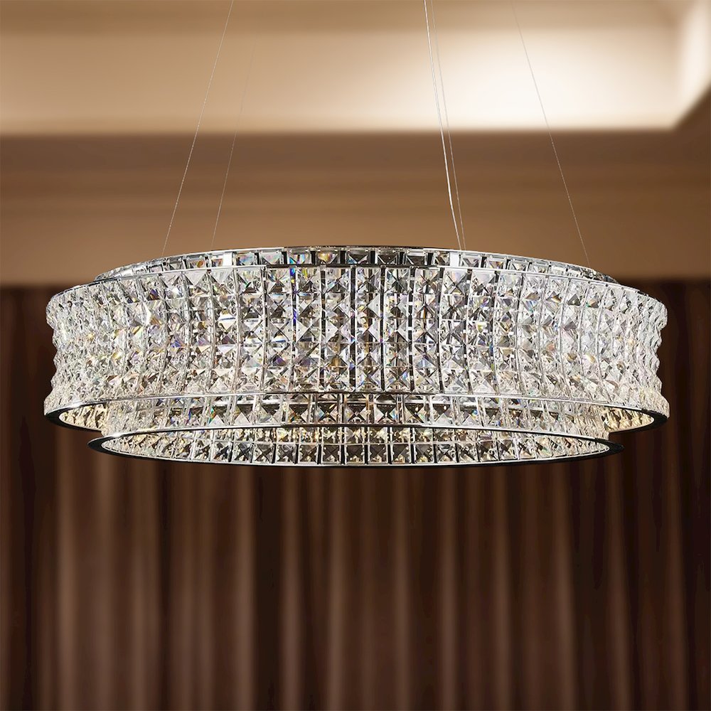 Galaxy 32" Round LED Crystal Chandelier - Chrome
