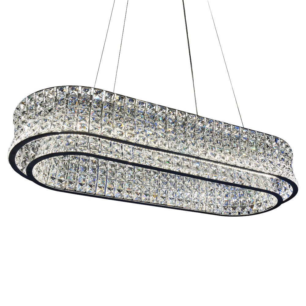 Galaxy Oval LED Crystal Chandelier - Chrome