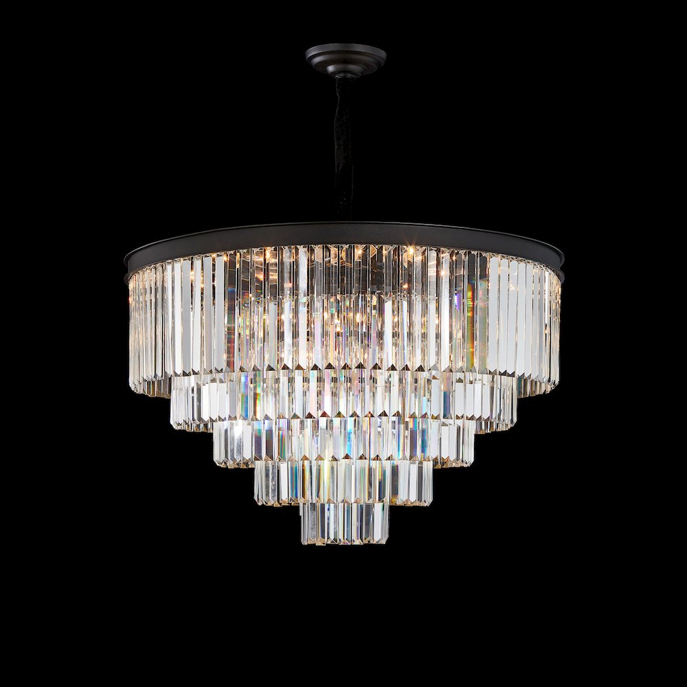 Allure 21-Light Round Crystal Chandelier - Matte Black