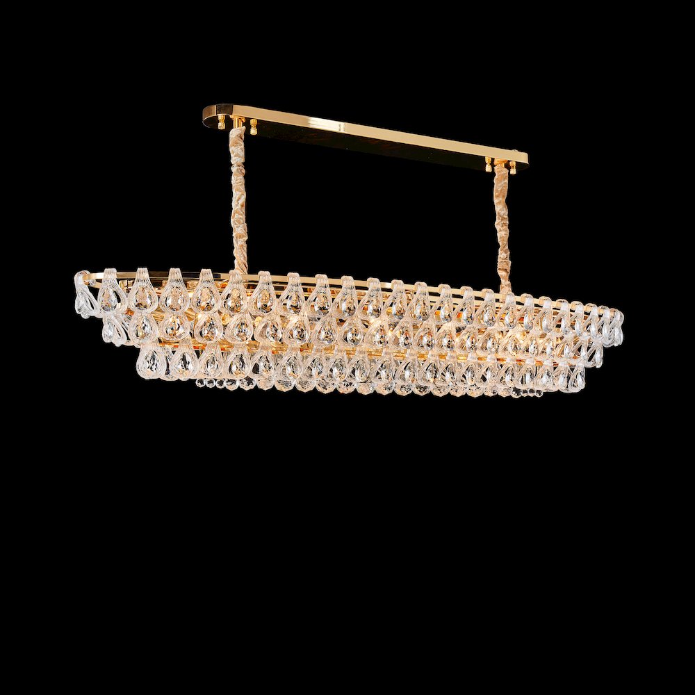 Gala 14-Light Rectangular LED Chandelier - Gold