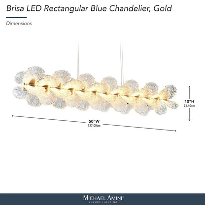 Brisa 50" Rectangular LED Chandelier - Ocean Blue/Bronze