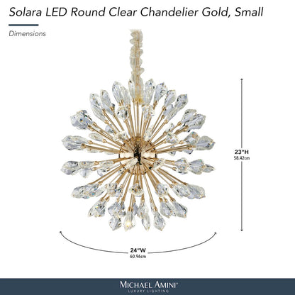 Solara 24" Round Crystal LED Chandelier - Gold