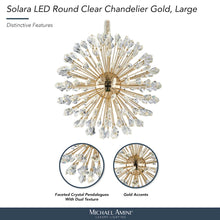 Solara 32" Round Crystal LED Chandelier - Gold
