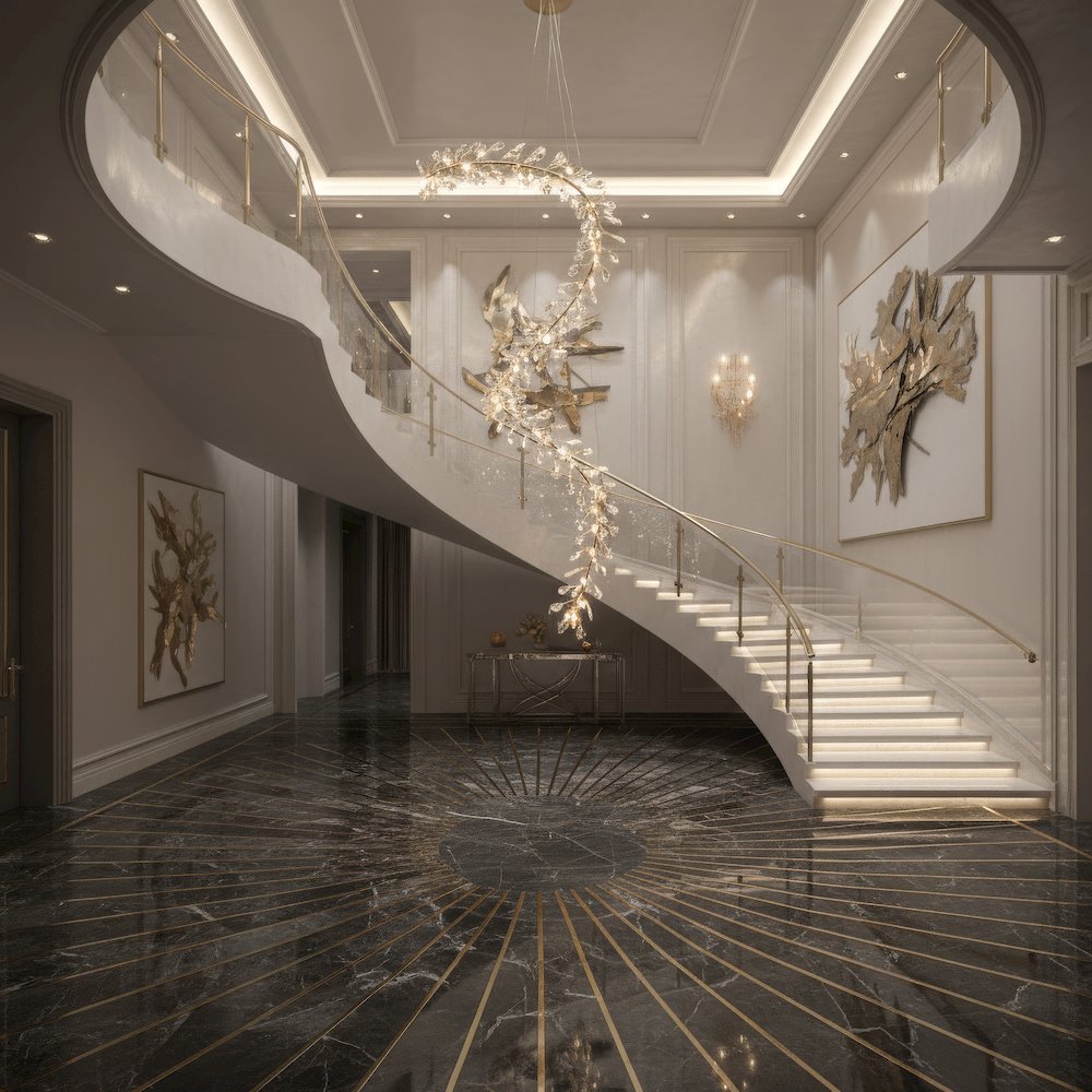 Elora 98" LED Crystal Chandelier - Gold