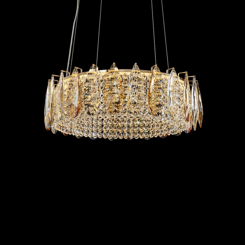 Imperia 24" Wide Round Crystal LED Chandelier - Champagne Gold