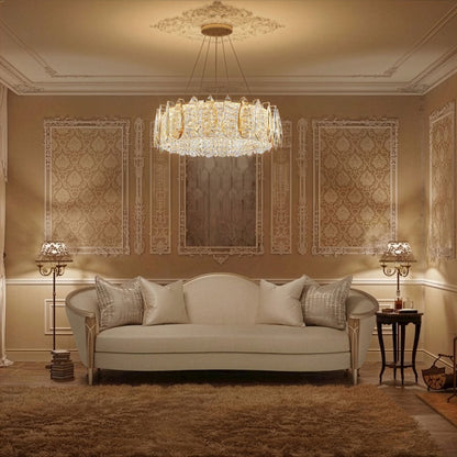 Imperia 24" Wide Round Crystal LED Chandelier - Champagne Gold