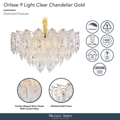 Orlisse 9-Light Acrylic Chandelier - Gold