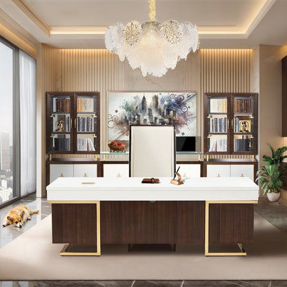 Almara 9-Light Frosted Glass Chandelier - Frost/Gold