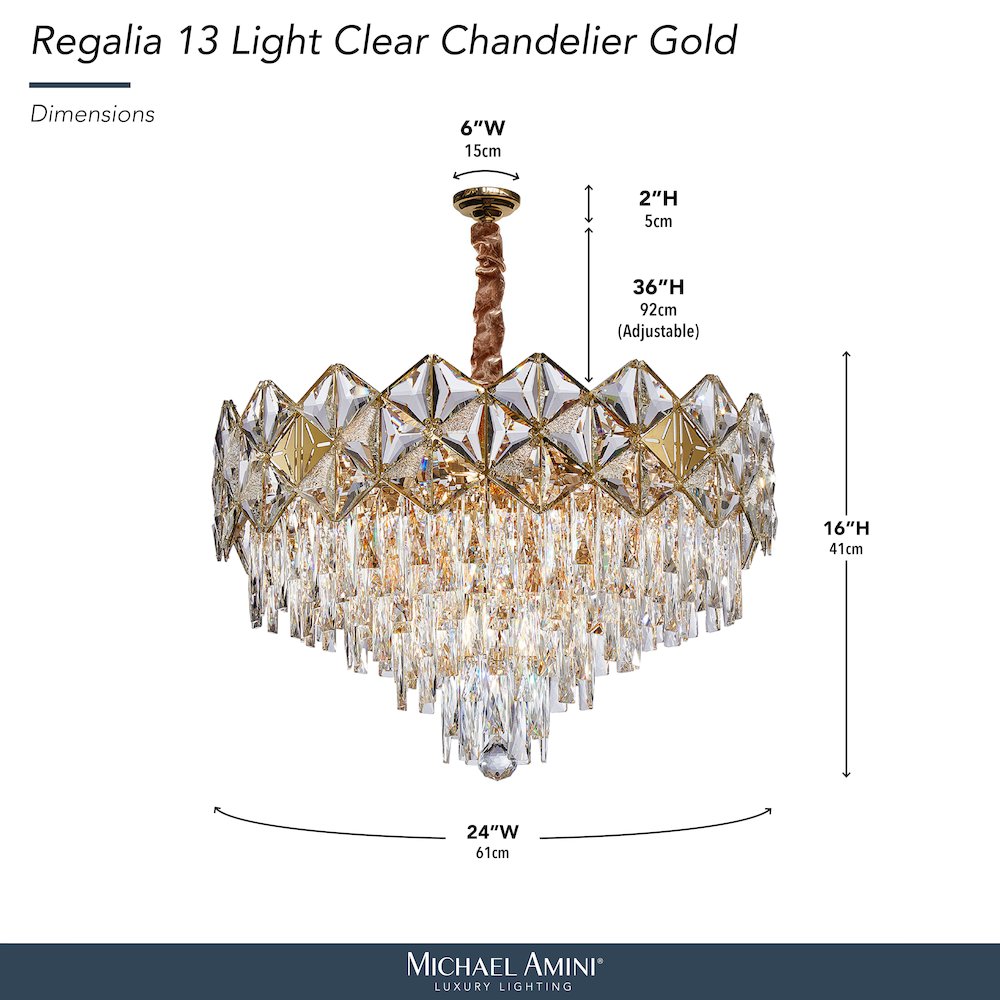Regalia 13-Light Crystal Chandelier - Gold