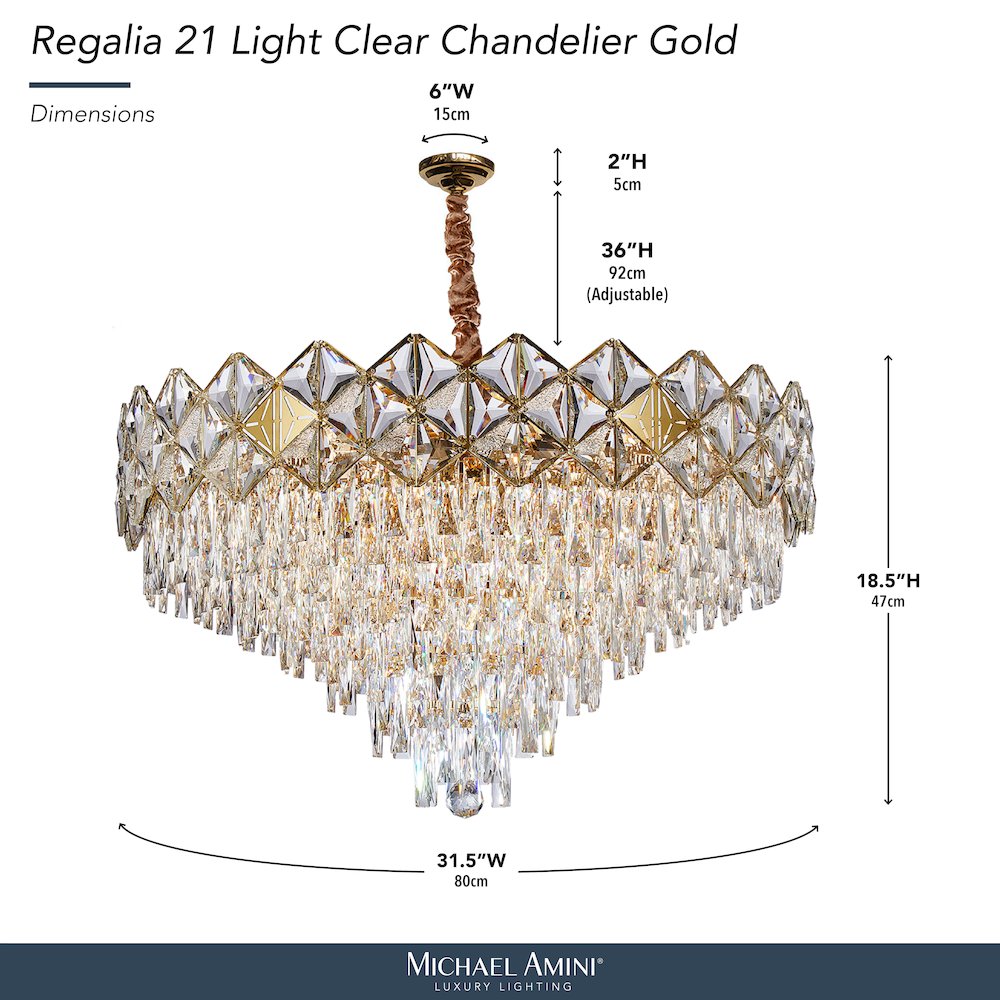 Regalia 21-Light Crystal Chandelier - Gold