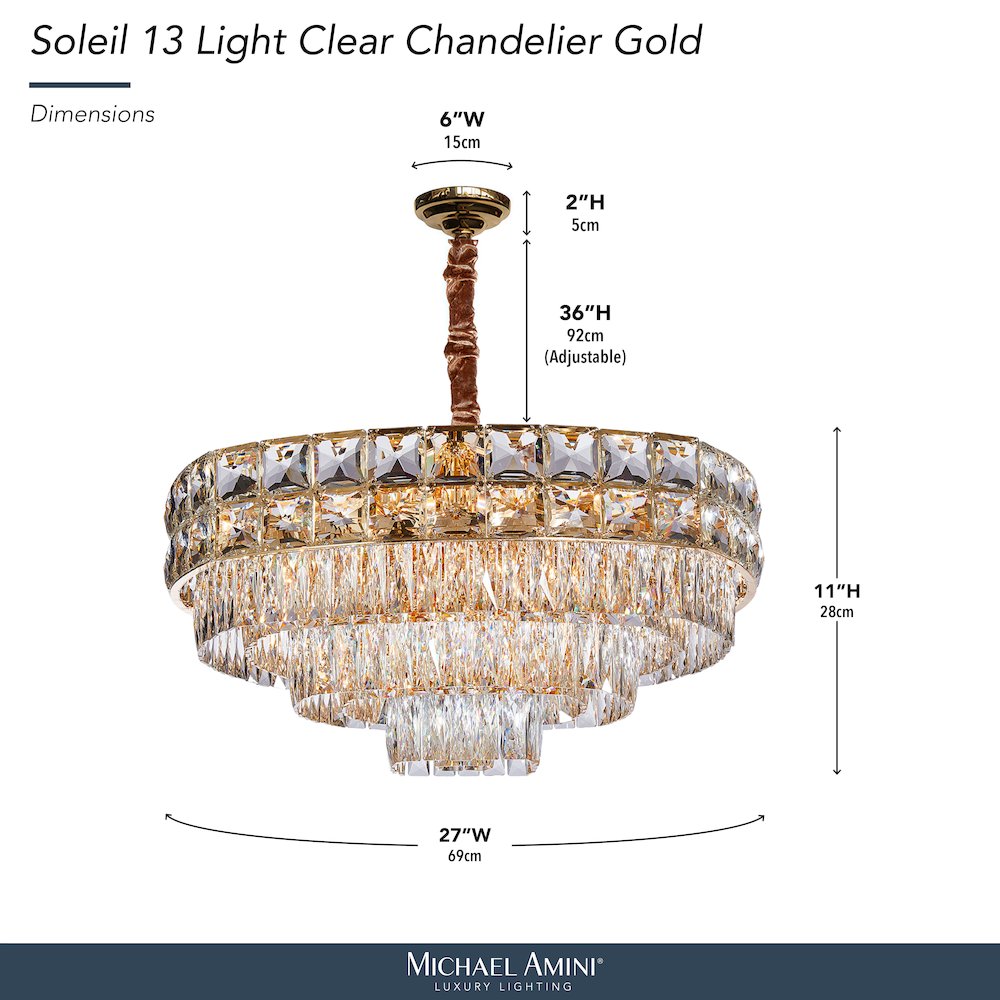 Soleil 13-Light Crystal Chandelier - Gold