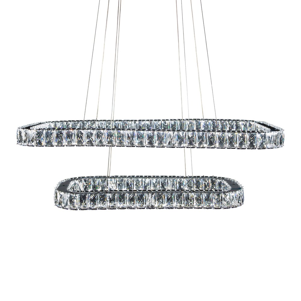 Enterprise Modern Rectangular Crystal Chandelier - Chrome
