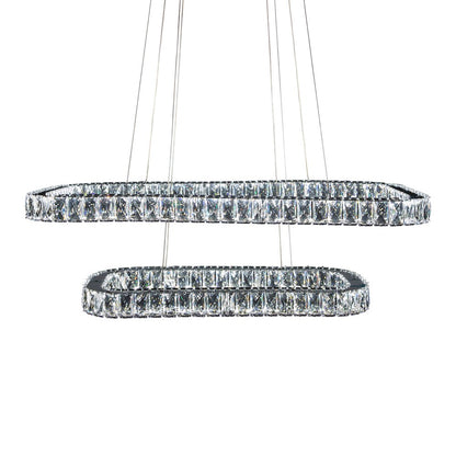 Enterprise Modern Rectangular Crystal Chandelier - Chrome
