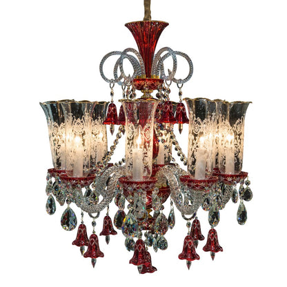 Winter Palace 8-Light Traditional Crystal Chandelier - Ruby Red