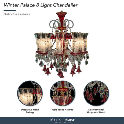 Winter Palace 8-Light Traditional Crystal Chandelier - Ruby Red