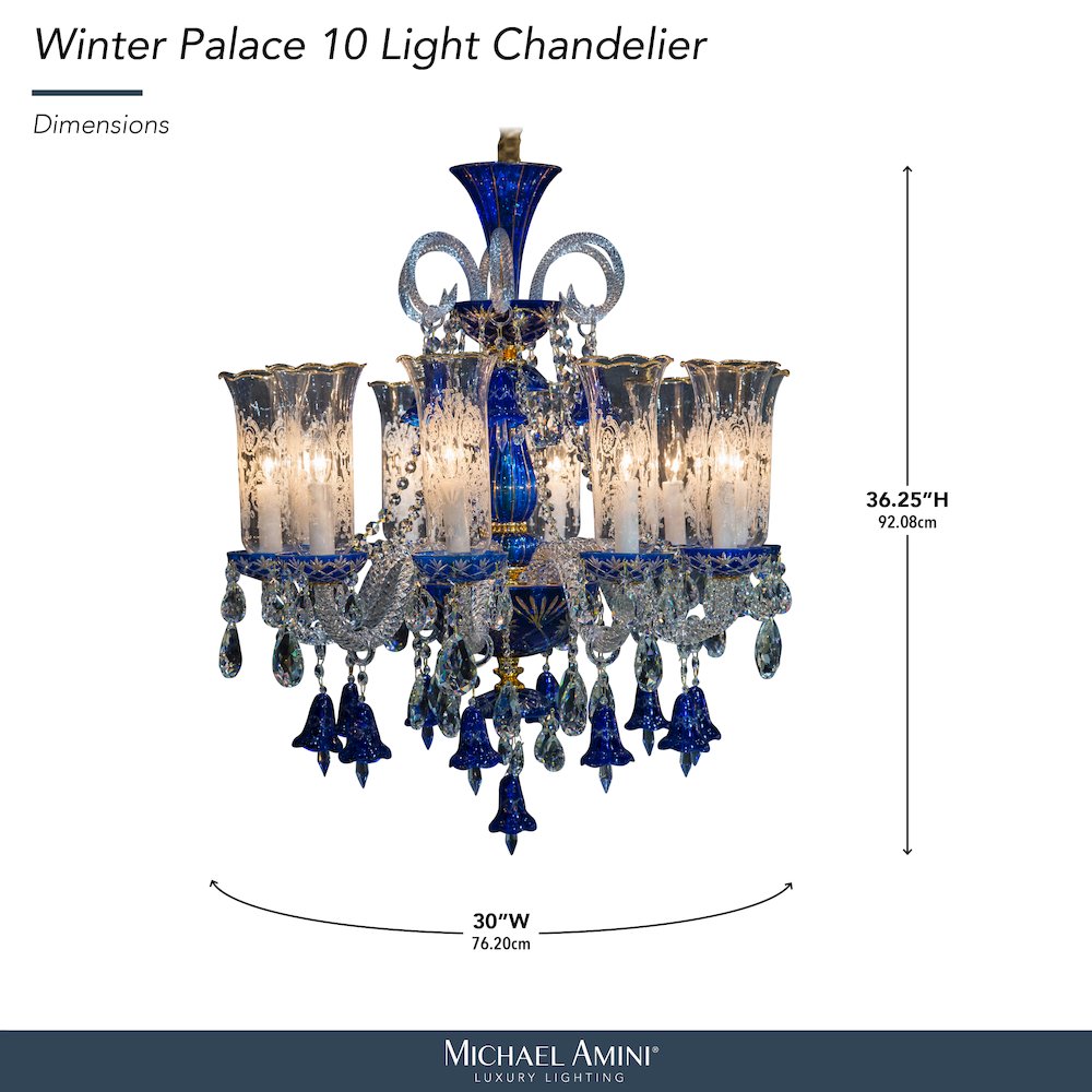 Winter Palace 10-Light Traditional Crystal Chandelier - Royal Blue