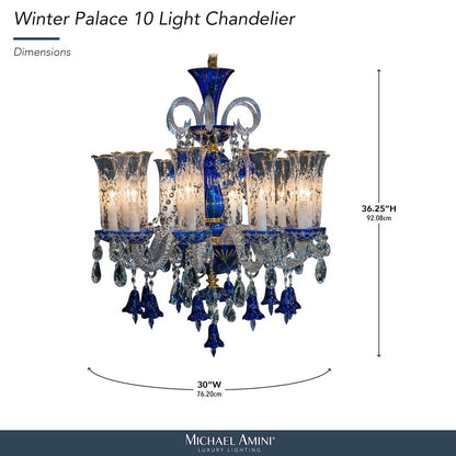 Winter Palace 10-Light Traditional Crystal Chandelier - Royal Blue