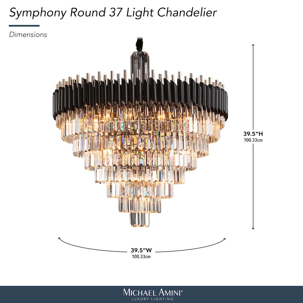 Symphony Round 37-Light Crystal Chandelier - Black