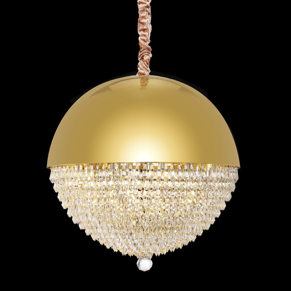 Eclipse LED Crystal and Metal Chandelier - Gold