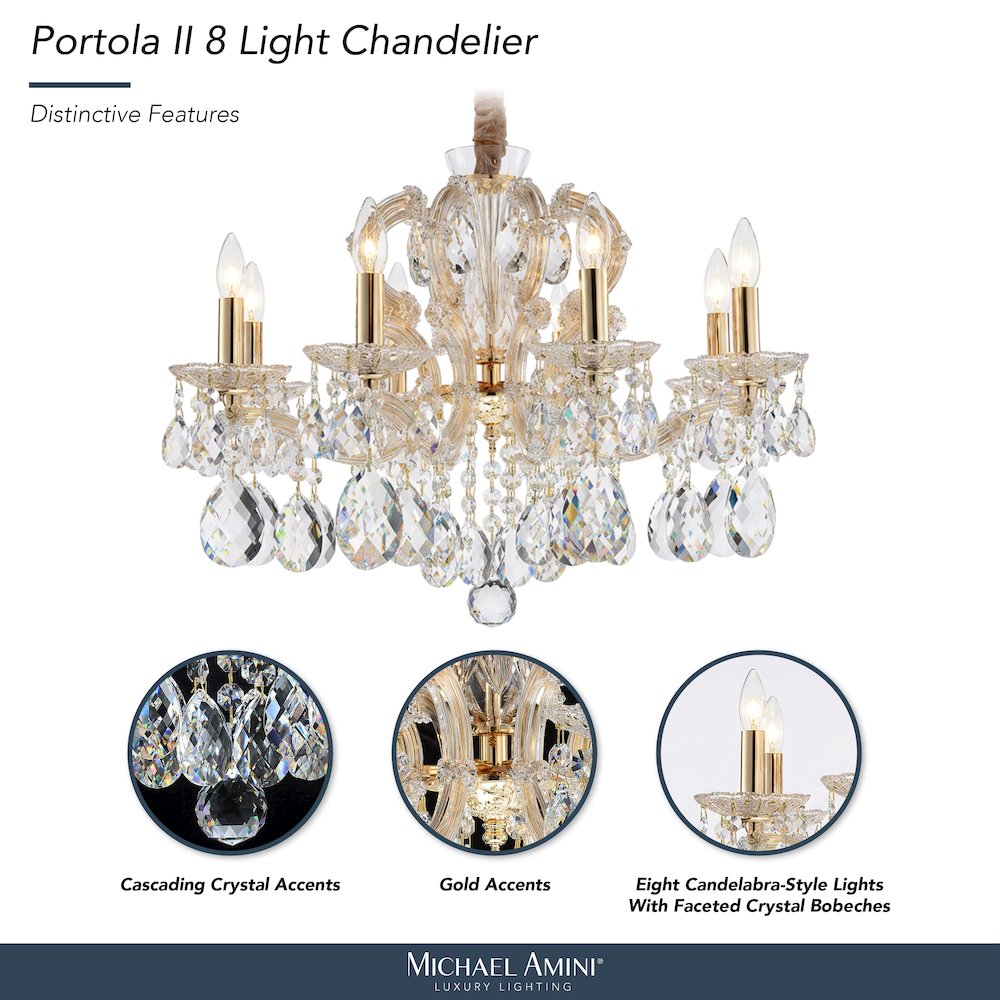 Portola 8-Light Traditional Crystal Chandelier - Gold