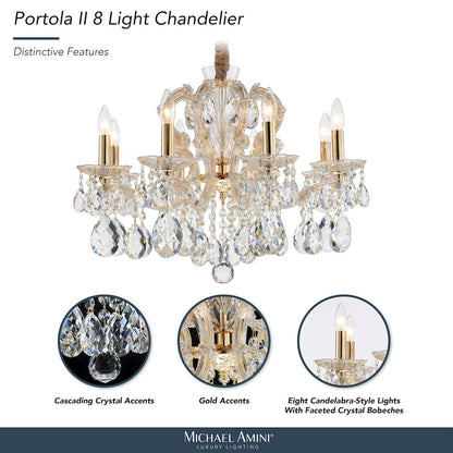 Portola 8-Light Traditional Crystal Chandelier - Gold