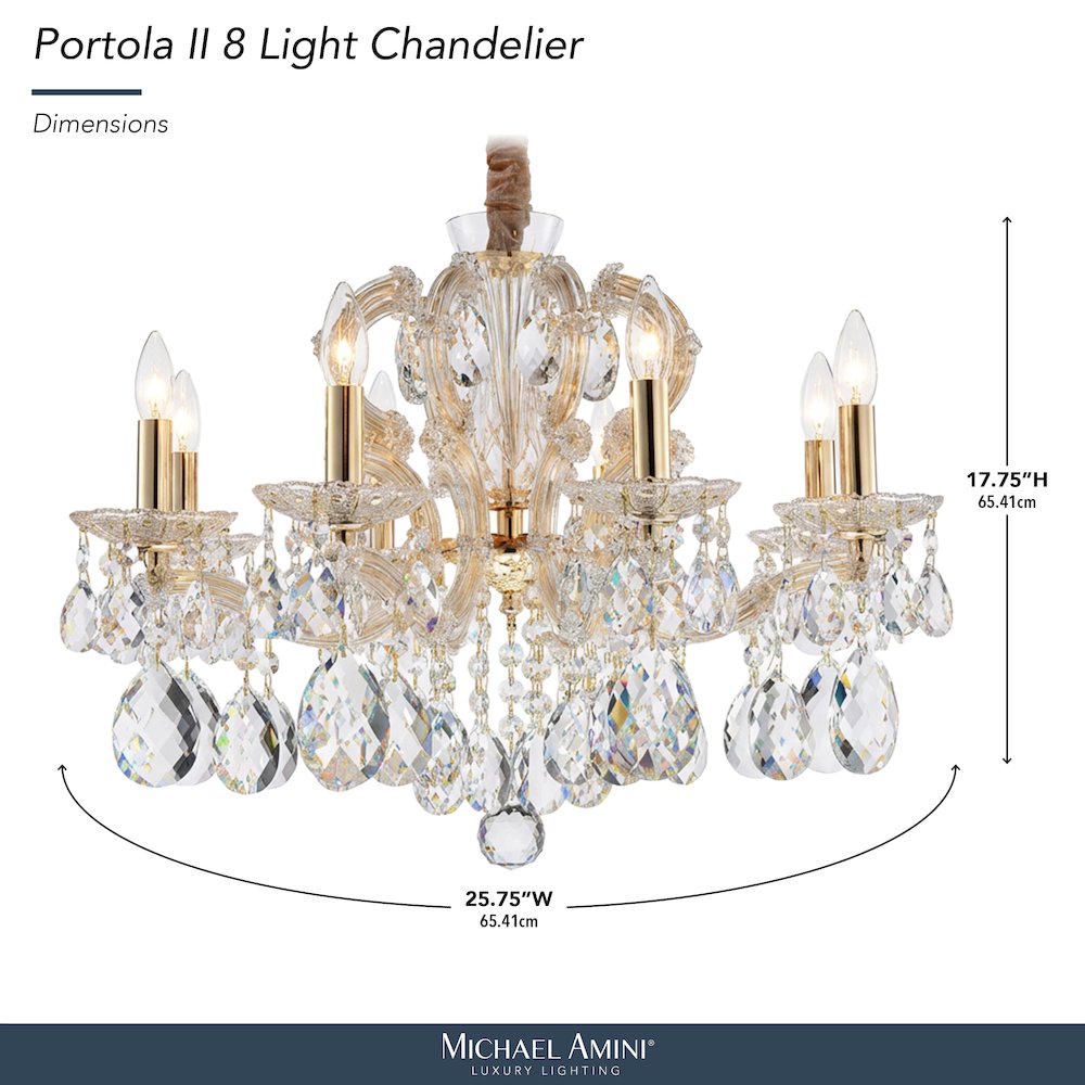 Portola 8-Light Traditional Crystal Chandelier - Gold