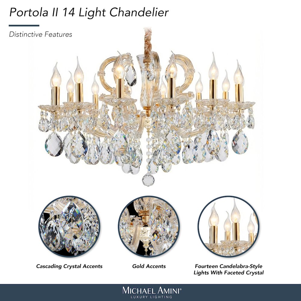 Portola 14-Light Traditional Crystal Chandelier - Gold