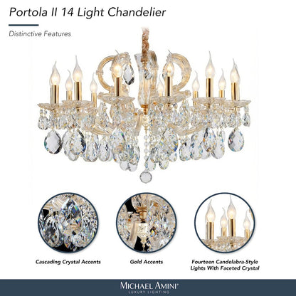 Portola 14-Light Traditional Crystal Chandelier - Gold