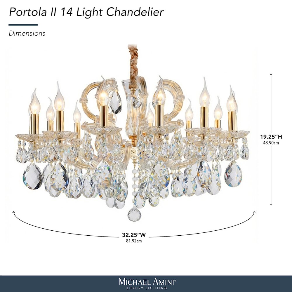 Portola 14-Light Traditional Crystal Chandelier - Gold