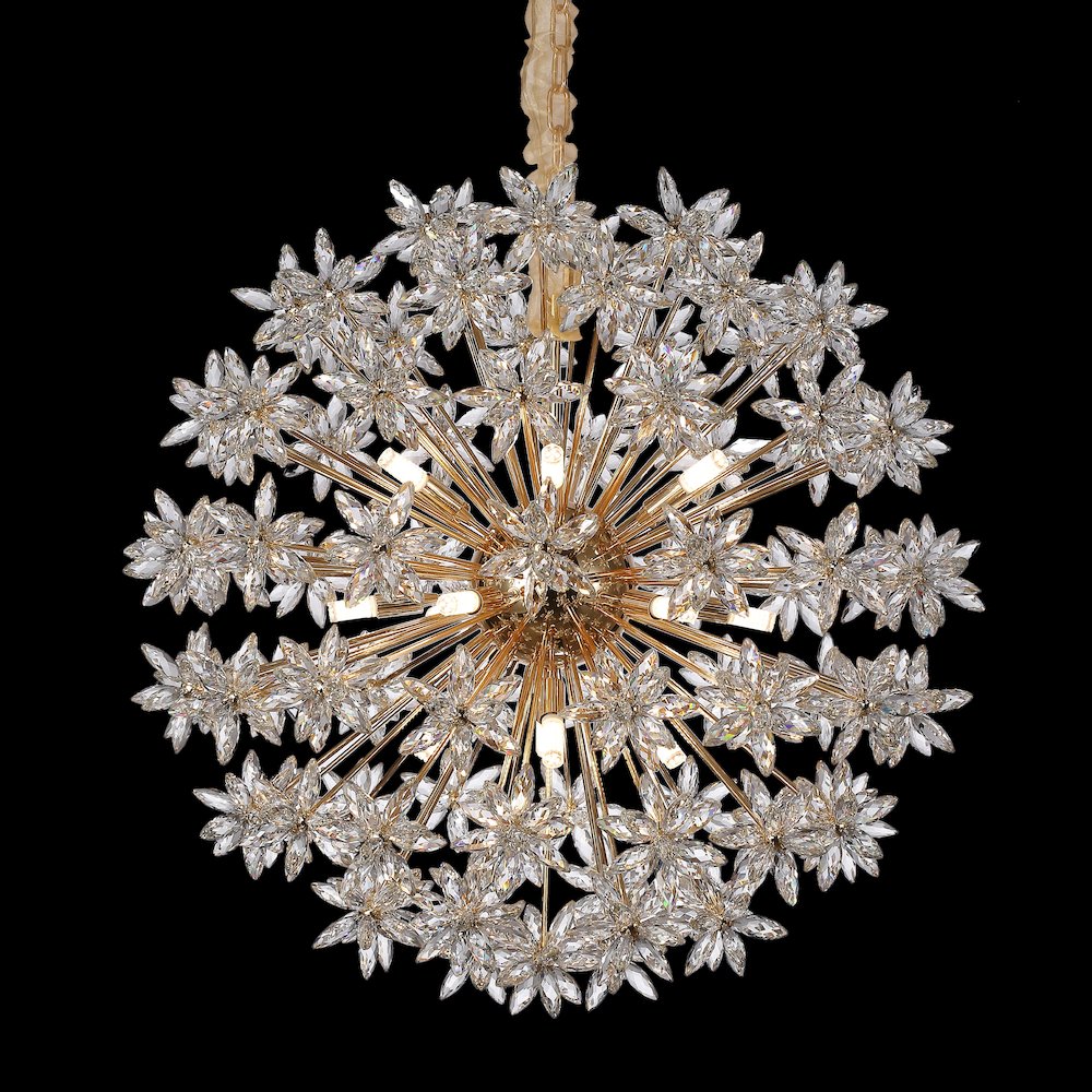 Bouquet 18-Light Round Crystal Chandelier - Gold