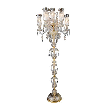 Garnier 7-Light Traditional Crystal Floor Lamp - Gold