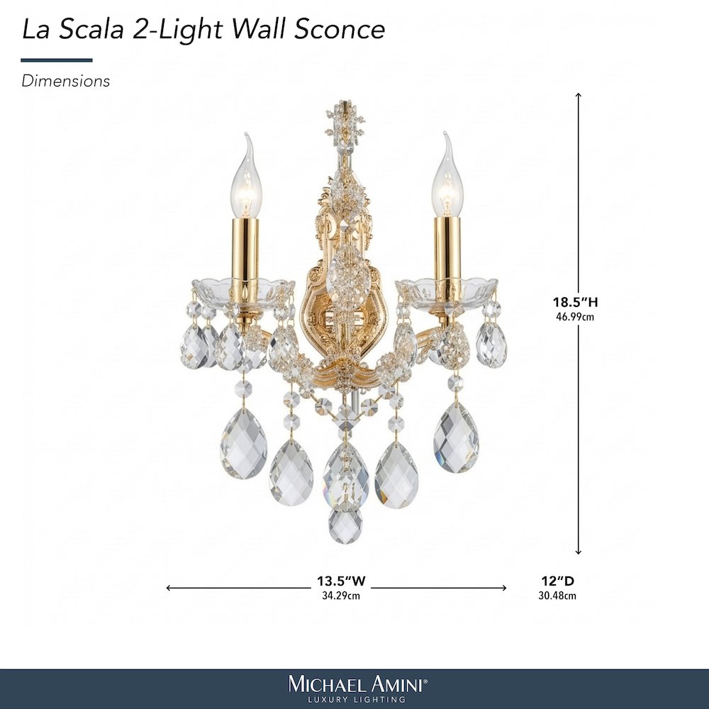 La Scala Traditional Crystal Wall Sconce - Gold