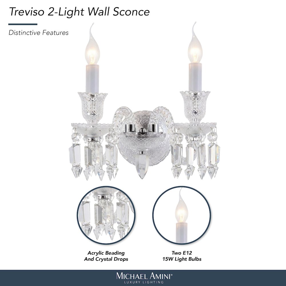 Treviso 2-Light Traditional Crystal Wall Sconce